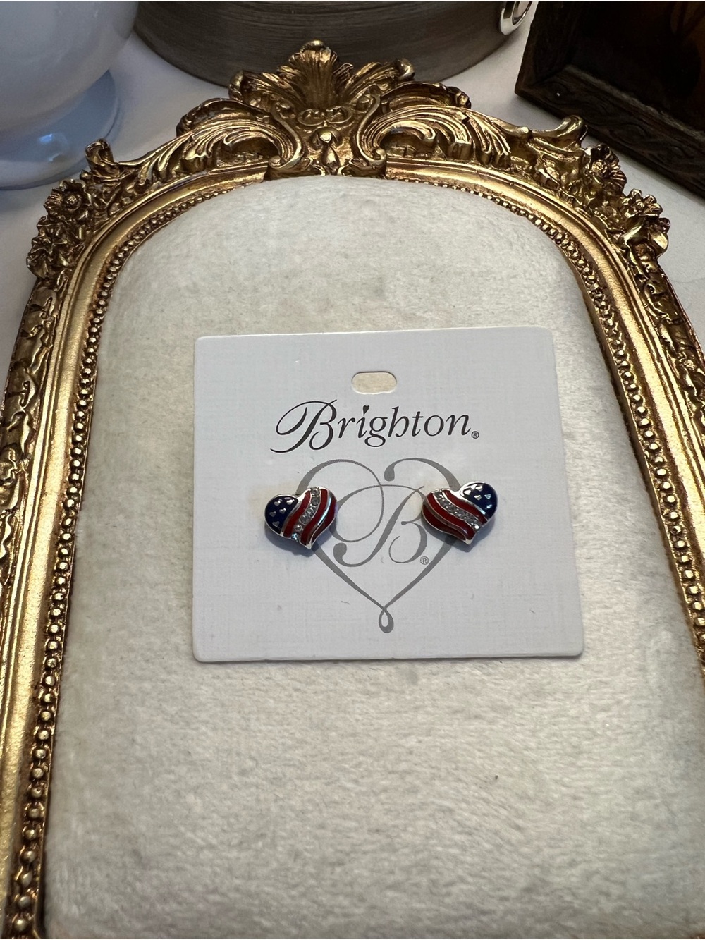 Brighton Enamel Heart Stud Earrings - Red, White, Blue